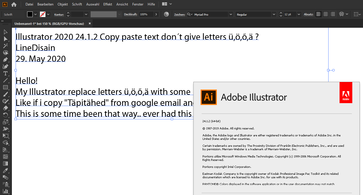 Solved: Illustrator 2020 24.1.2 Copy Paste Text Don´t Give... - Adobe ...
