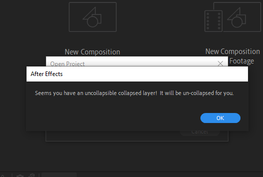 Error While Opening After Effects Project. - Adobe Product Community ...