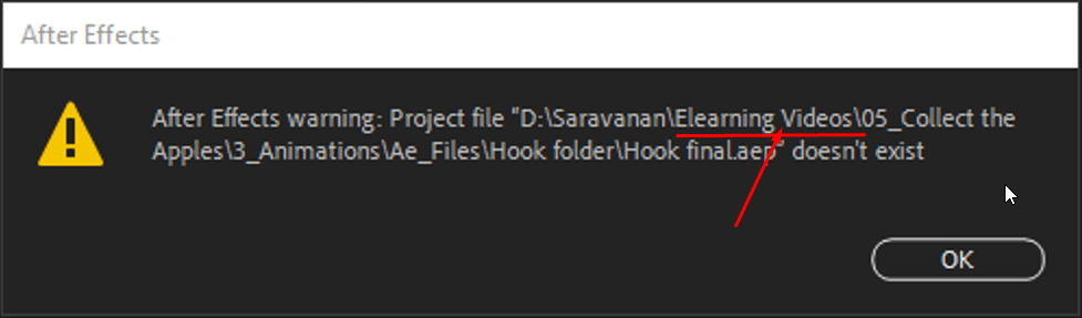 Solved: After Effects Warning: Project File Doesnt Exist - Adobe ...