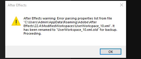 After Effects After Effects Warning: Error Parsing... - Adobe Product ...