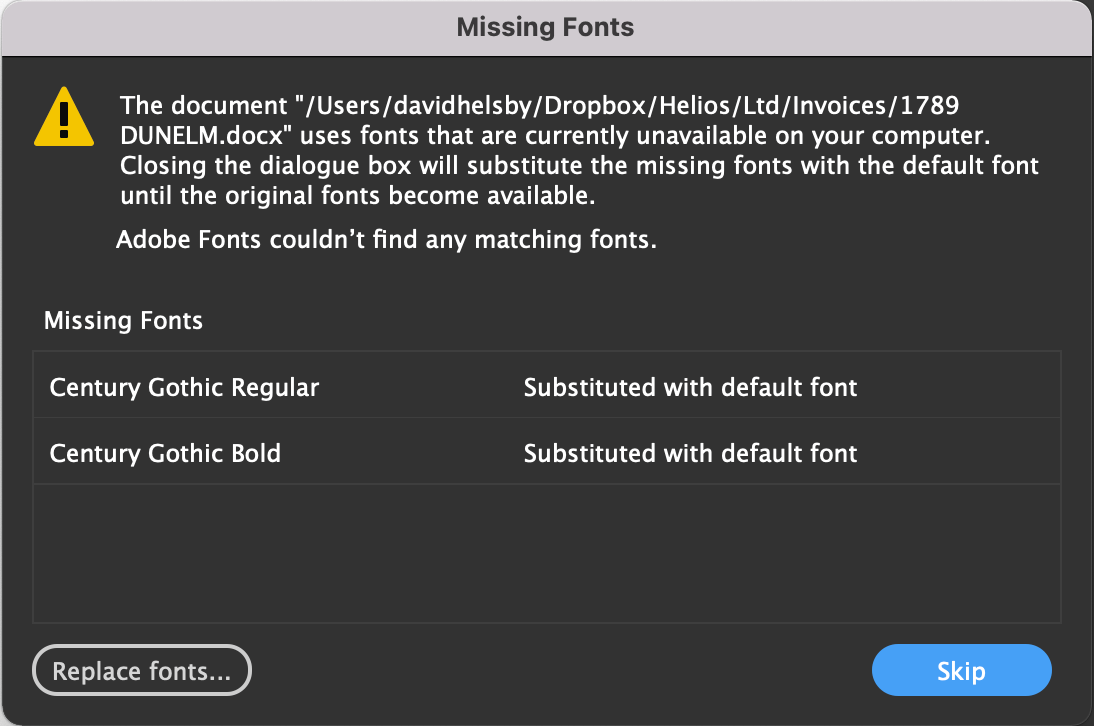 Font Not Found - Adobe Community - 13246275