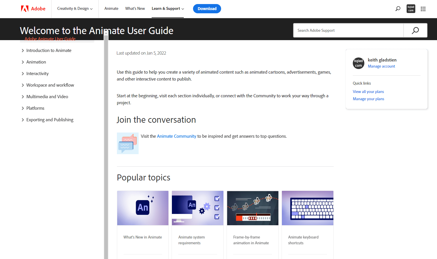 Solved: Adobe Online User Guide For Animate Not Working - Adobe Community - 13563001