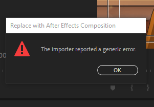 Error While Trying To Dynamic Link / Transfer Clip... - Adobe Community ...