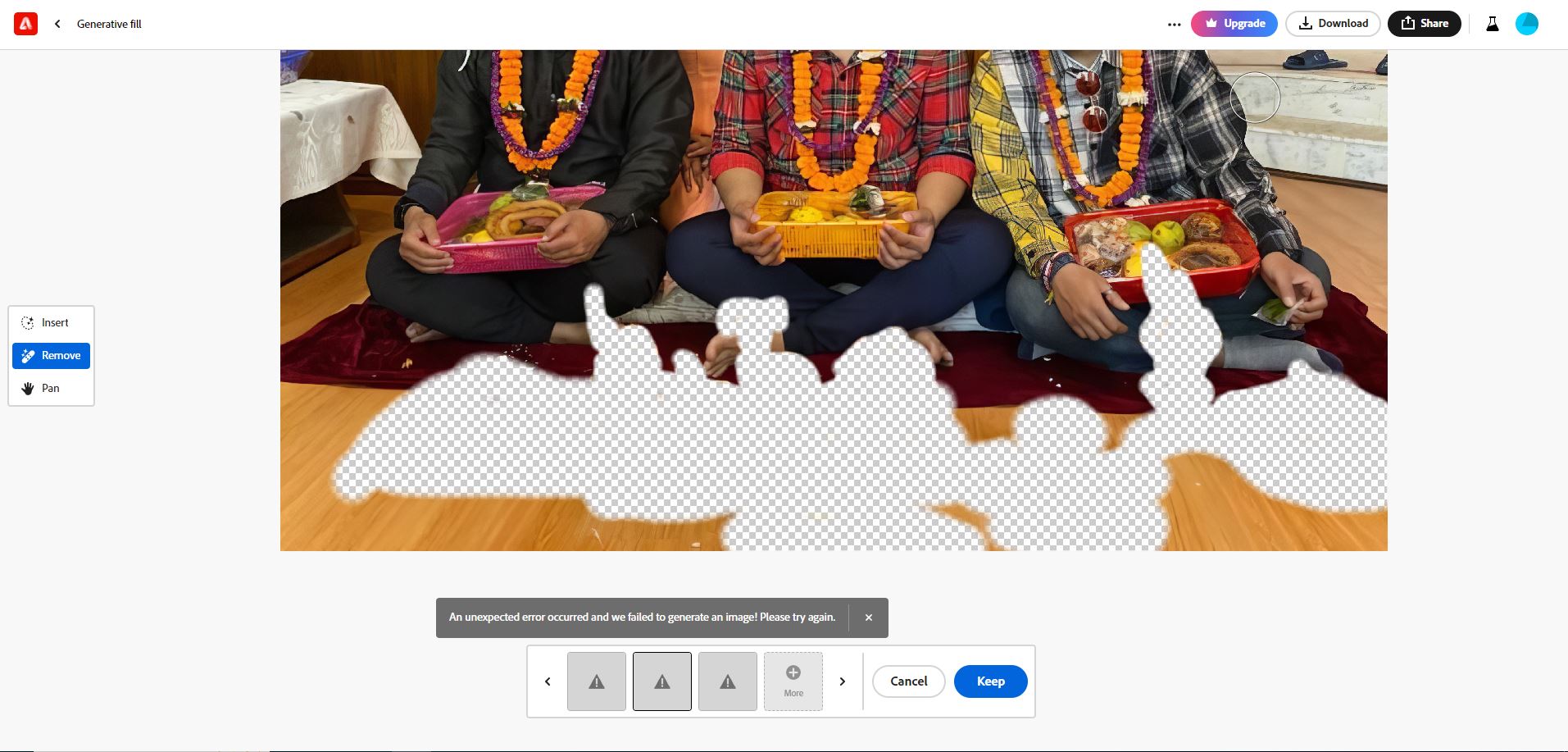 P: Generative Fill - Error Were Trying To Remove A... - Adobe Community - 14223778