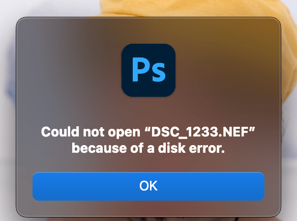 Could Not Open Because Of A Disk Error Photoshop - Adobe Community ...