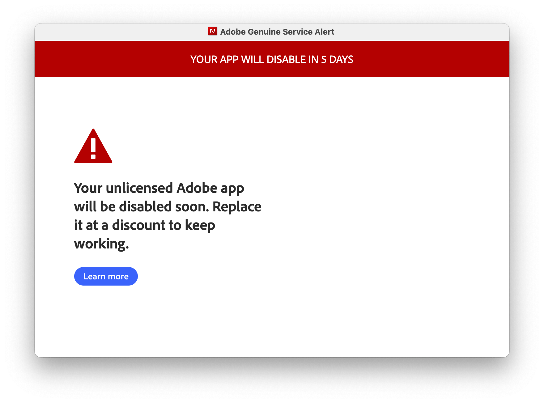 Adobe Genuine Service Alert - Adobe Product Community - 15271713