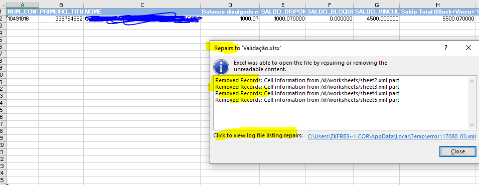 Solved: output excel file error repaired xml