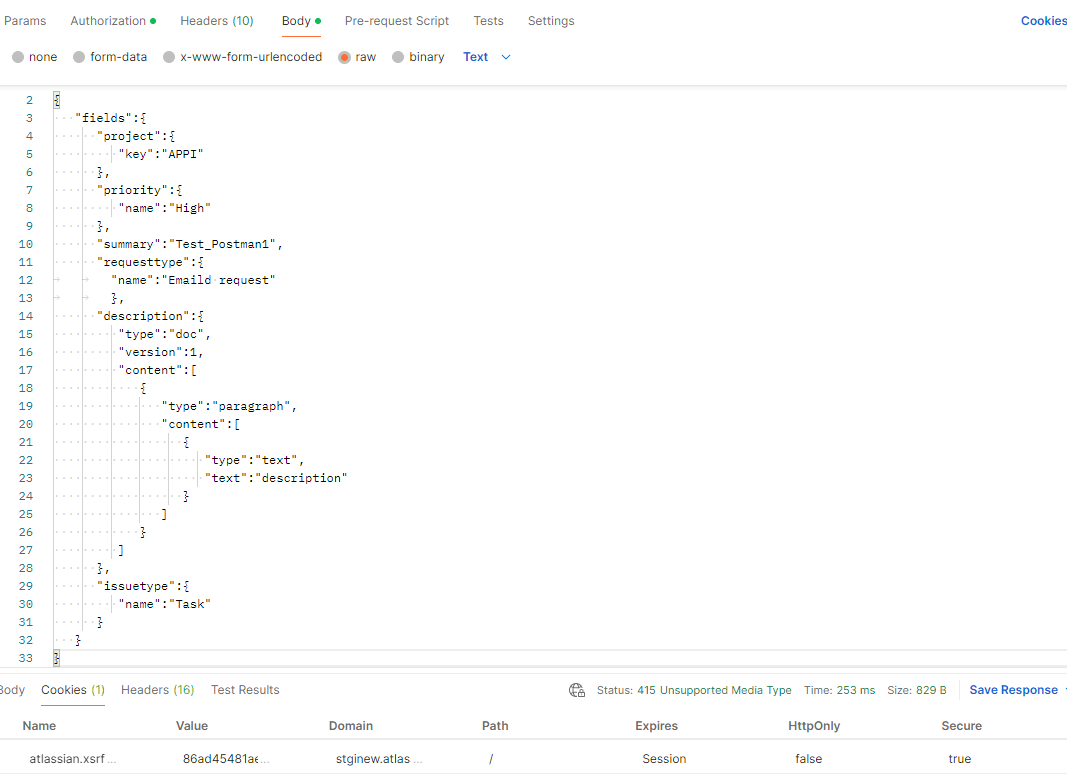 Solved I Am Trying To Create An Issue Using Jira Rest Api
