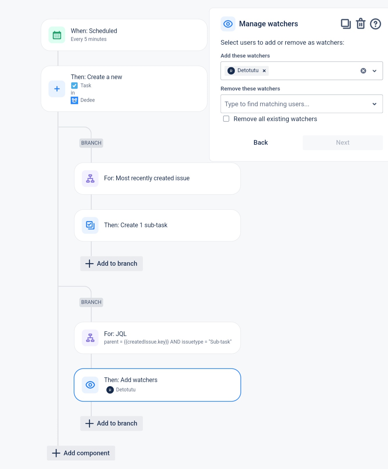 Solved: How To Add A Watcher To A Sub-task In Jira Automat...
