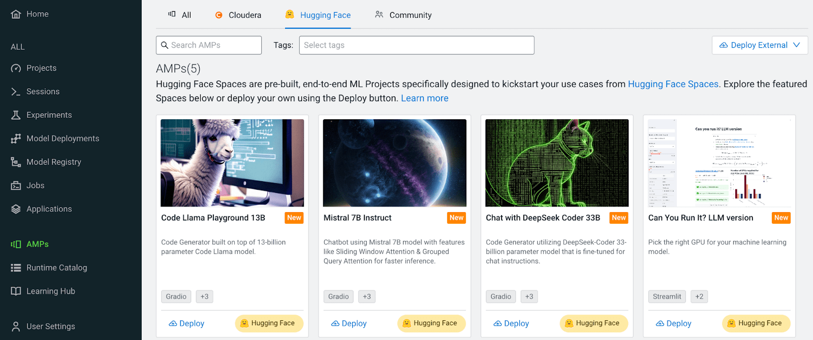 🤗 Hugging Face Spaces AMPs Accelerate ML Projects - Cloudera Community - 384685