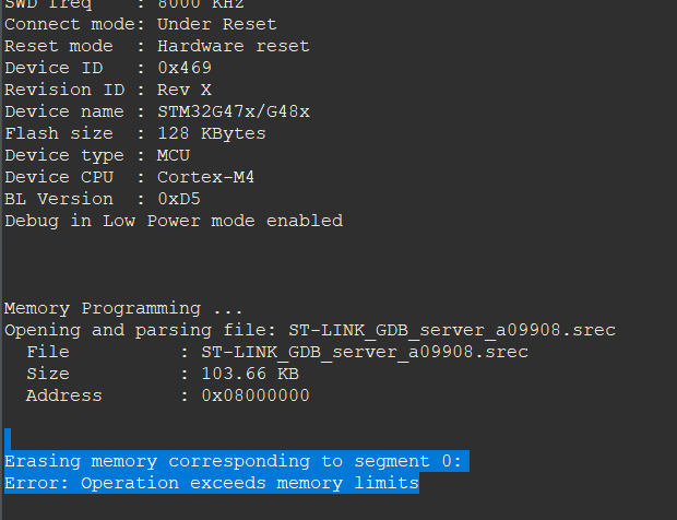 Solved: Error: Failed To Erase Memory - STMicroelectronics Community