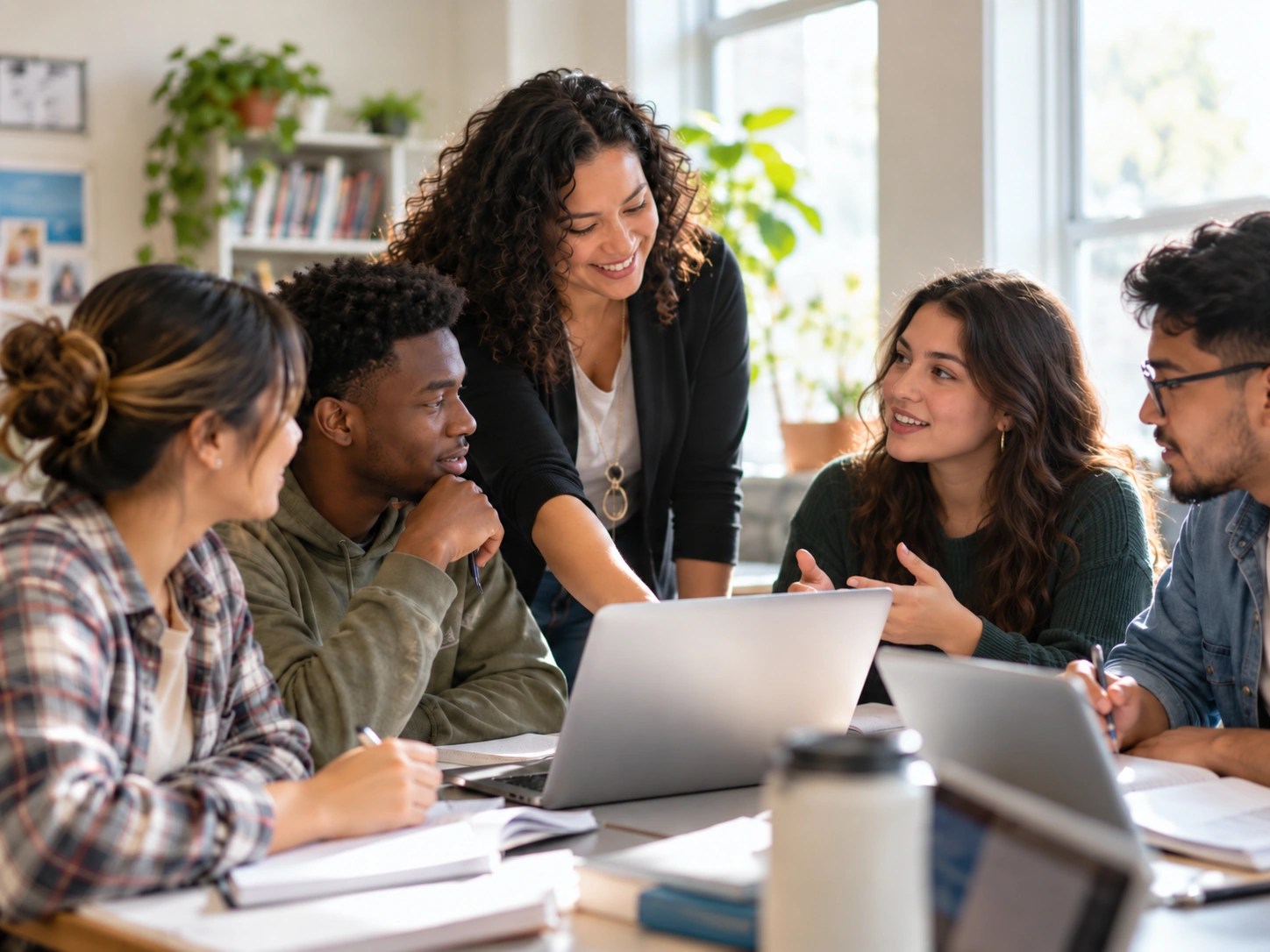 Learners studying on campus