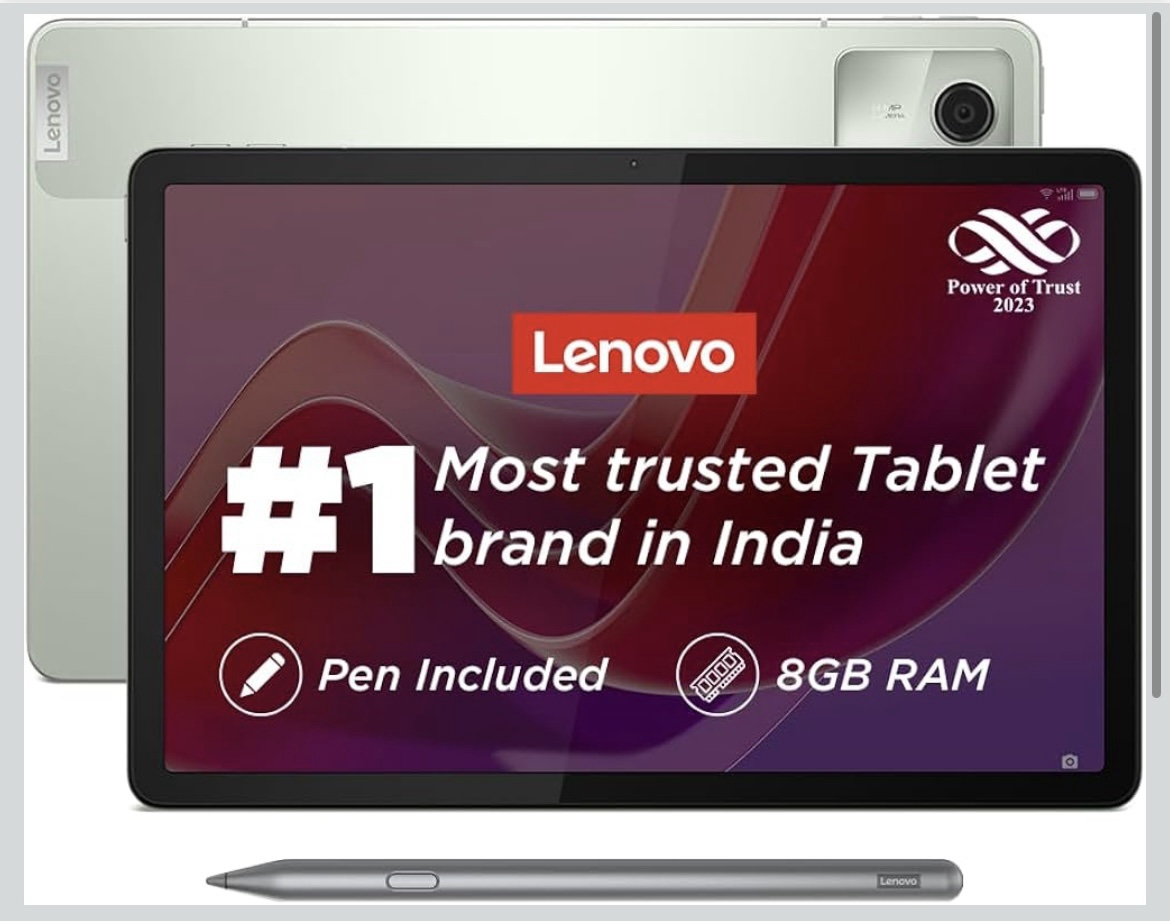 Lenovo Tab M11 with Pen| Wi-Fi Connectivity| 8 GB RAM, 128 GB ROM|11 Inch Screen| 90 Hz, 72% NTSC, FHD Display| Quad Speakers with Dolby Atmos|Octa-Core Processor |13 MP Rear Camera