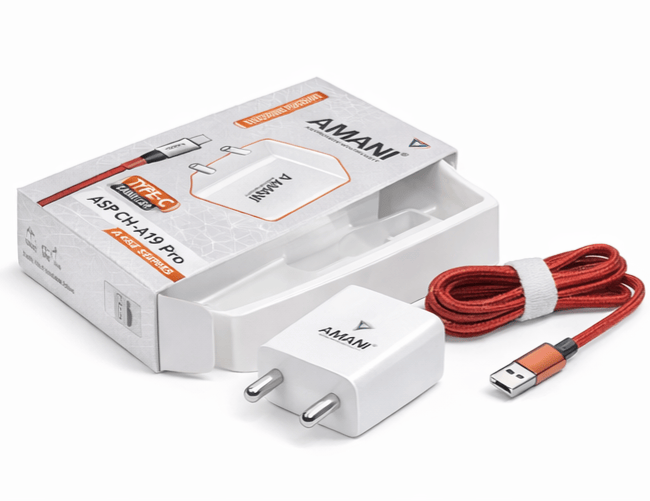 Amani ASP CH-A19 Pro fast charger combo with a Type-C cable.(6-Month warranty)
