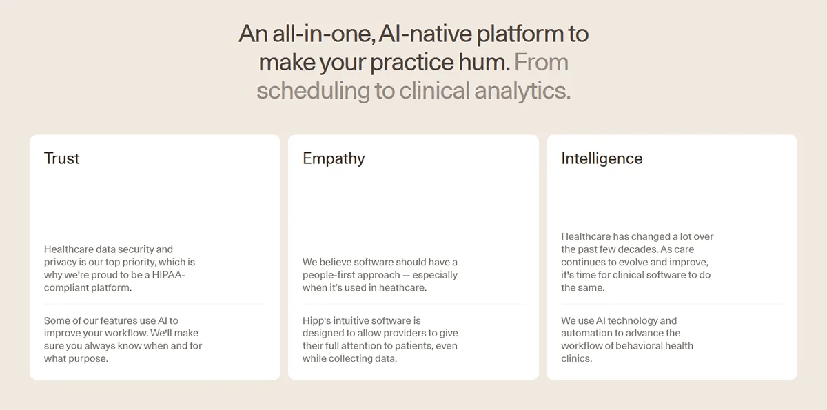 Hipp Health - An all-in-one, AI-native platform to make your practice hum. From scheduling to clinical analytics.