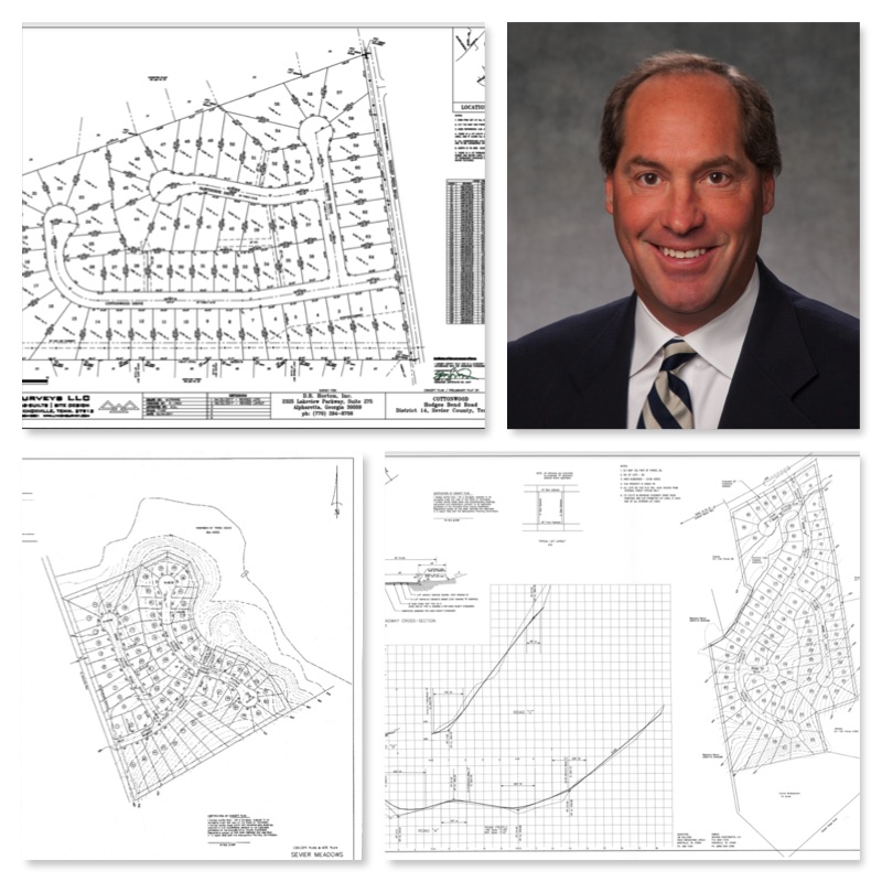 Developer Scott Davis and site plans of some of his current projects.