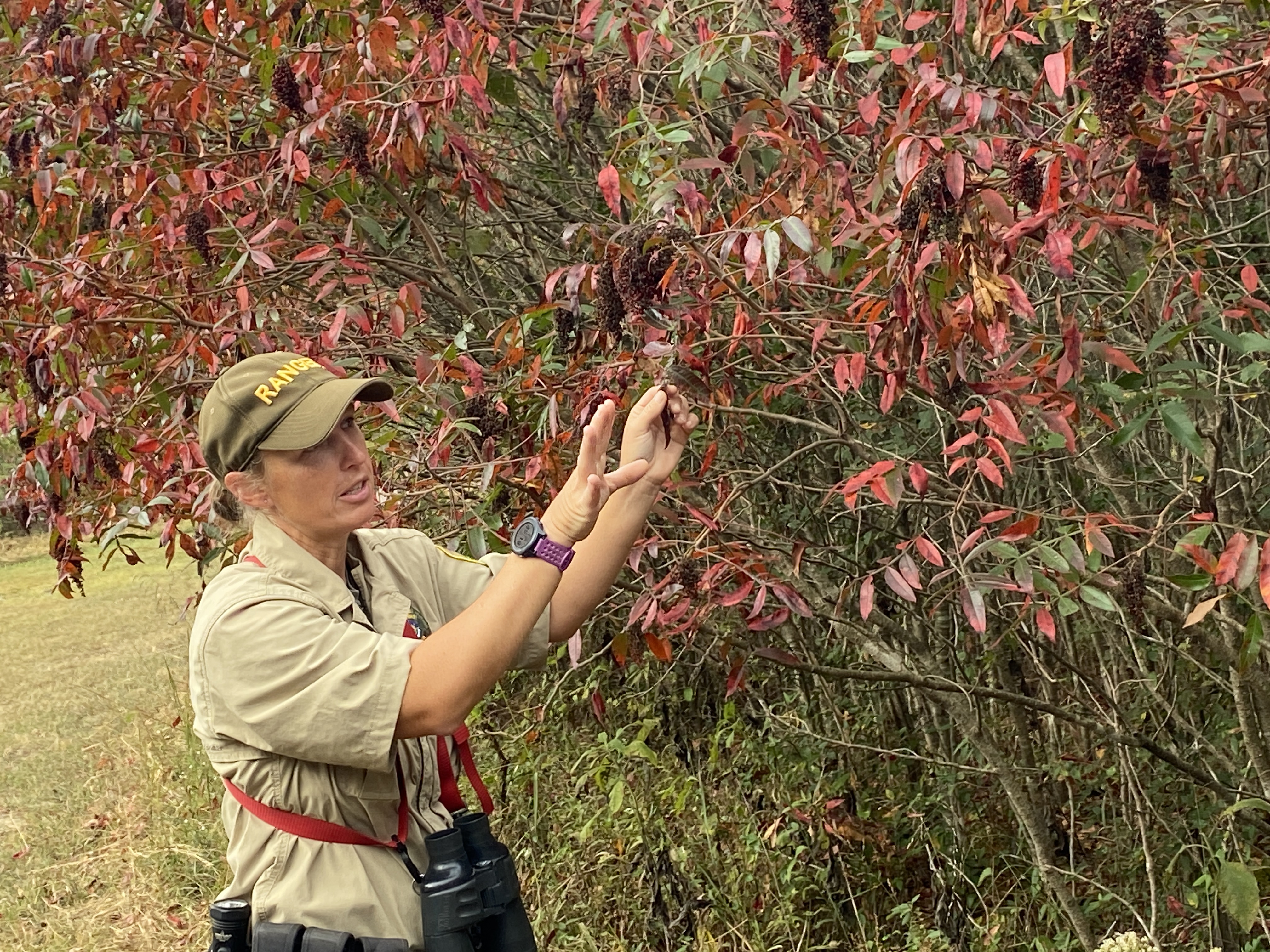 Photo of Ranger Stephanie Mueller at Seven Islands State Birding Park.