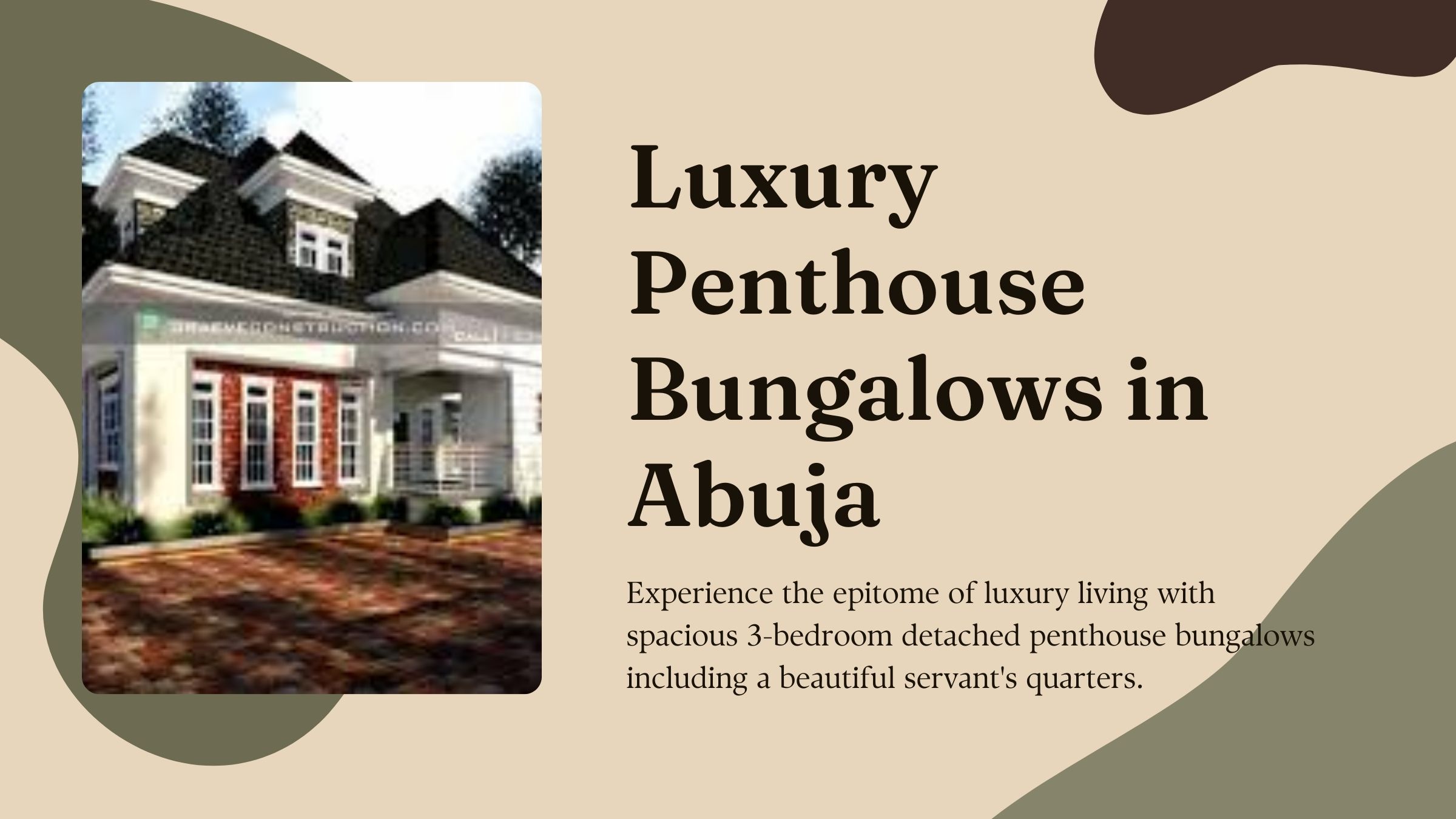 You are currently viewing 3-Bedroom Detached Pent House Bungalows with BQ (400sqm) in Abuja