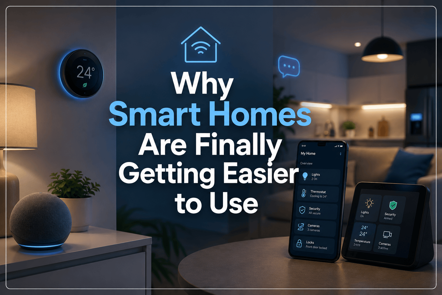 Smart home with connected devices controlled through a smartphone and tablet