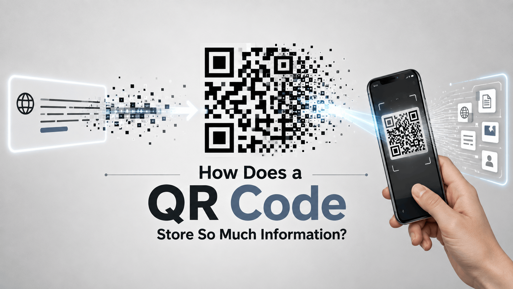 How a QR code stores digital information in a pattern of black and white squares
