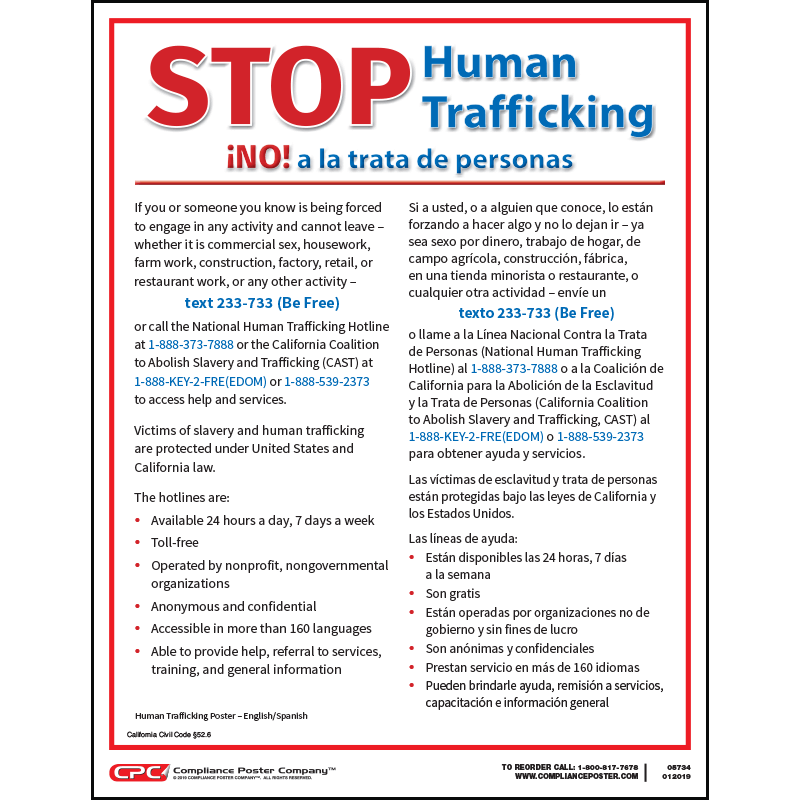 California Human Trafficking Poster Compliance Poster Company