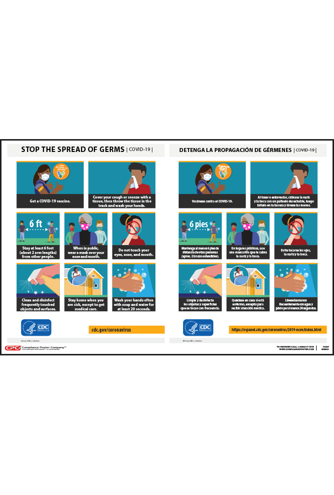 Coronavirus Stop The Spread Of Germs Poster Compliance Poster Company