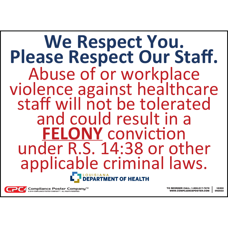 Louisiana Healthcare Facility Workplace Violence Poster Compliance