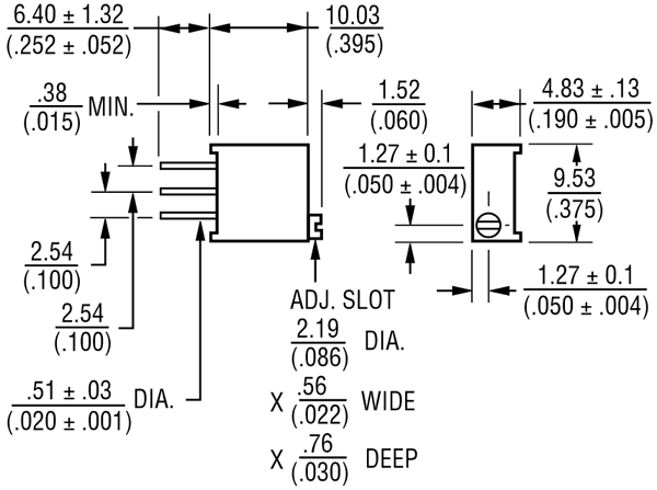 3296 Trimmer Potentiometer Pinout Features Datasheet