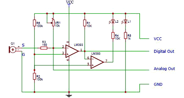 Sound Detection Sensor Module Internal Circuit Diagram