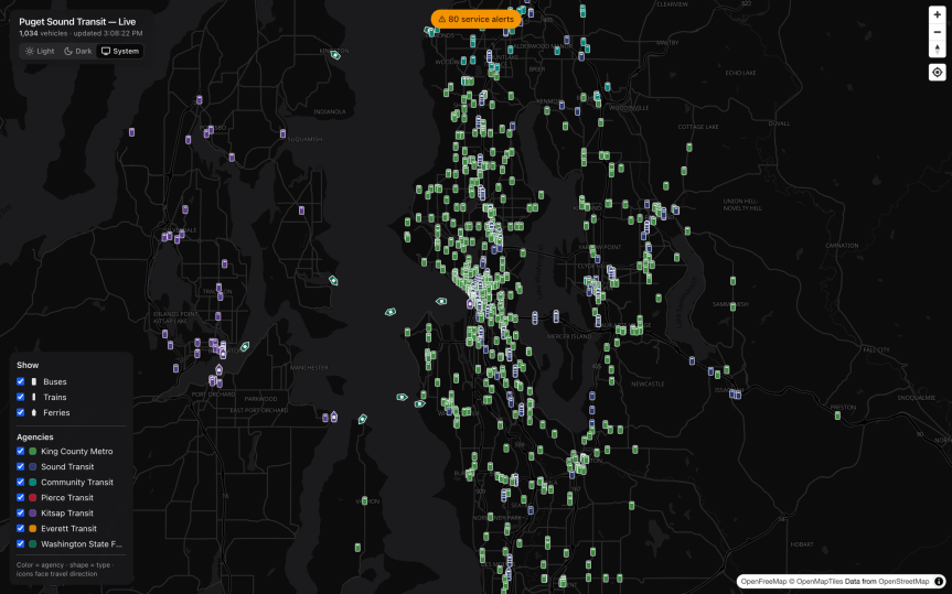An overview of the city in transit.