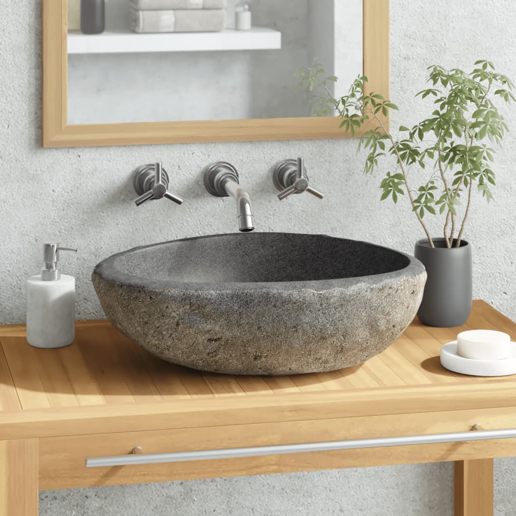 Lavabo de Piedra de Río Natural Ovalado 30-37 cm