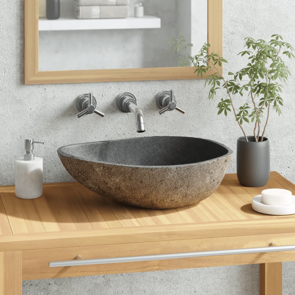 Lavabo de Piedra de Río Natural Ovalado 37-46 cm