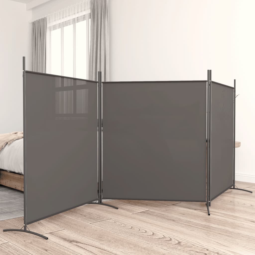 Biombo divisor de 3 paneles gris antracita 525x180 cm