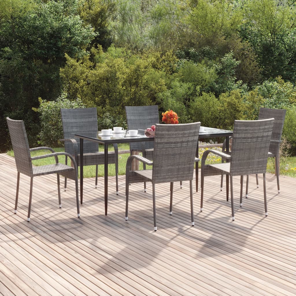 Juego de Comedor para Exterior 7 piezas de Ratán Sintético