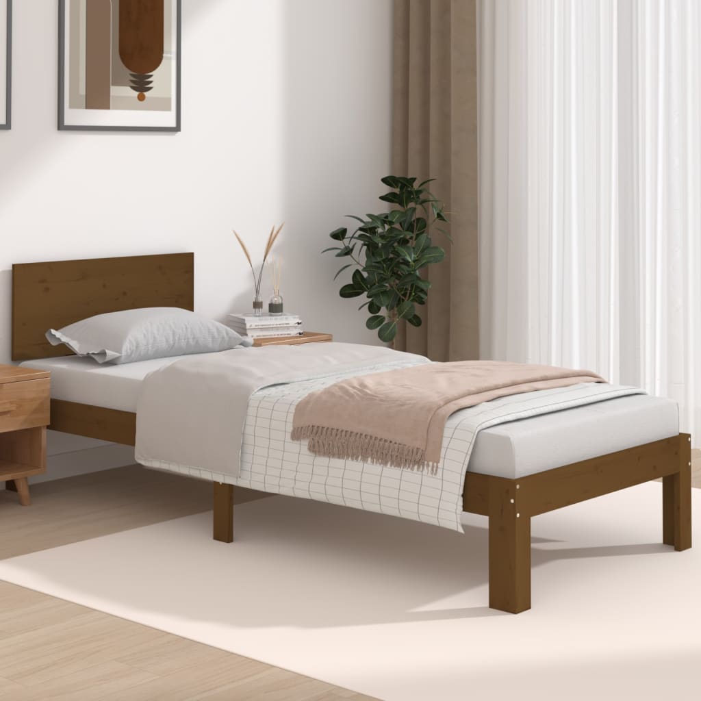 Estructura de Cama Madera Maciza 75x190 cm Miel
