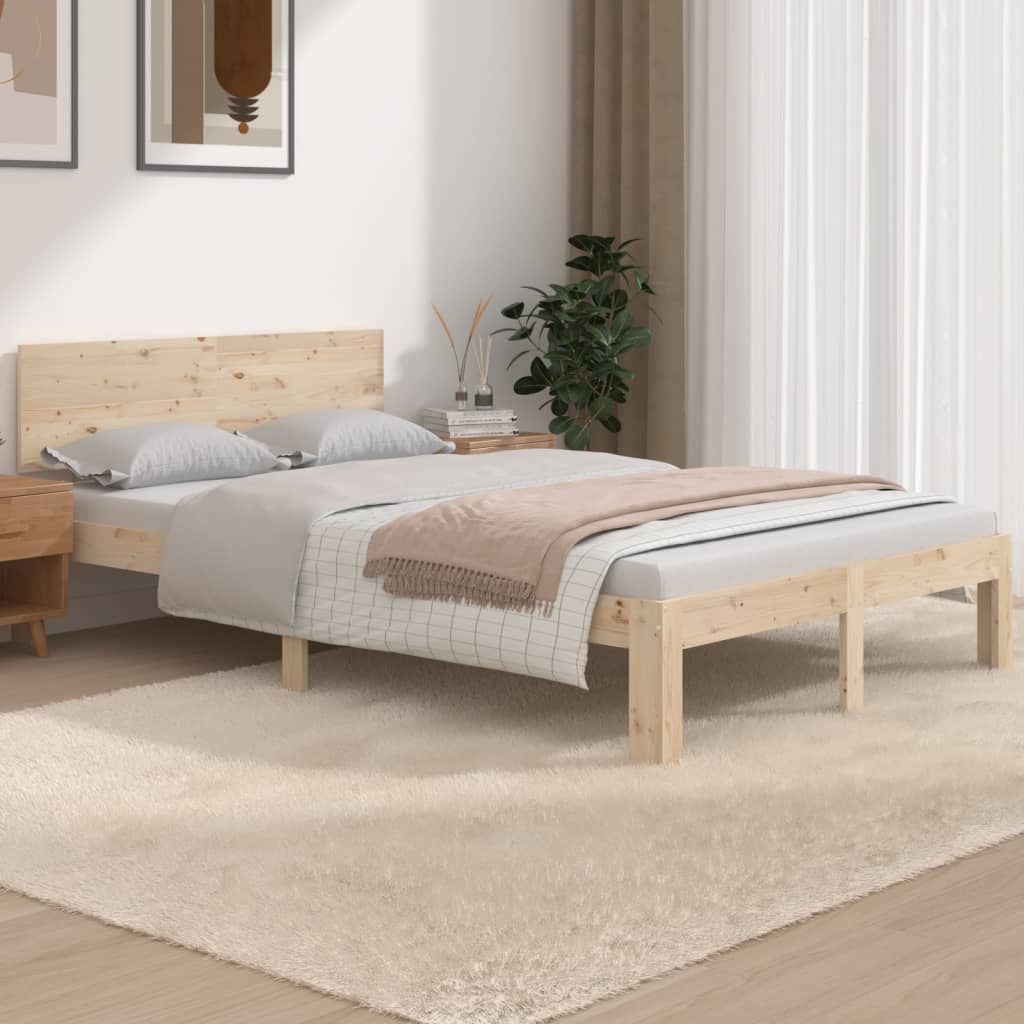 Estructura de Cama Madera Maciza 120x190 cm Natural