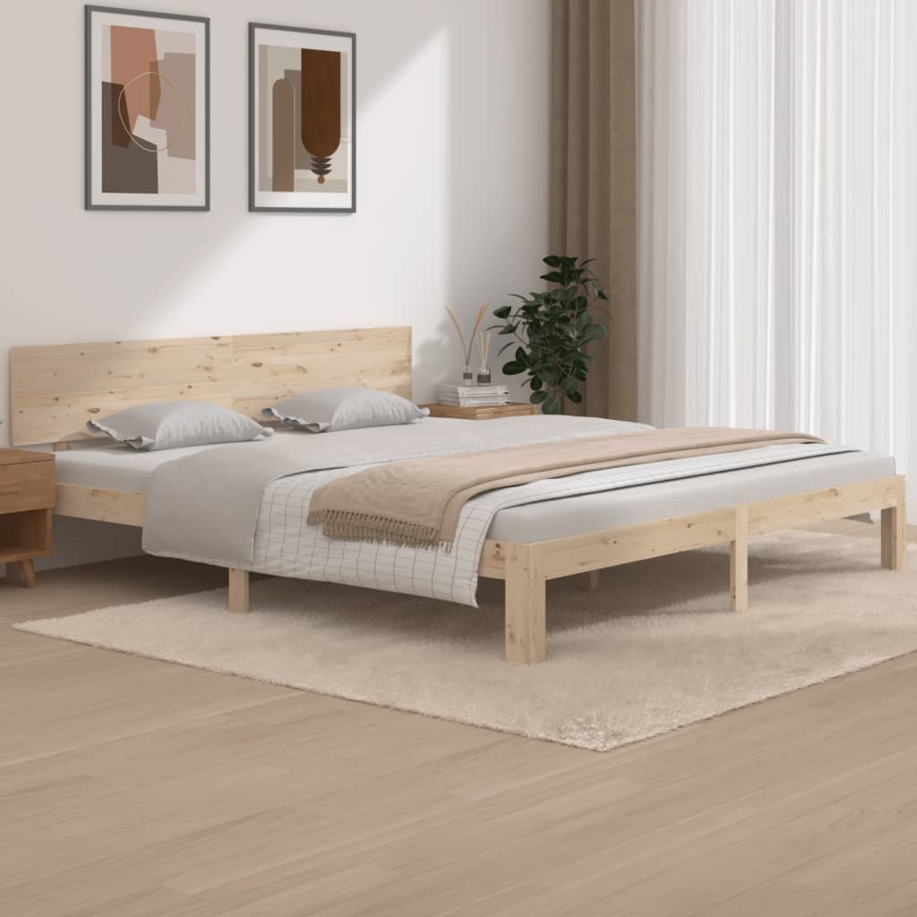 Estructura de Cama Madera Maciza 180x200 cm Natural