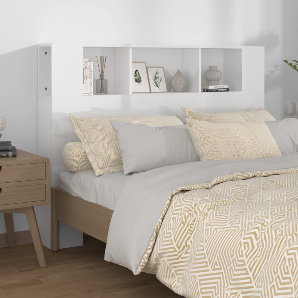 Mueble Cabecero 140x18,5x104,5 cm Blanco Brillo