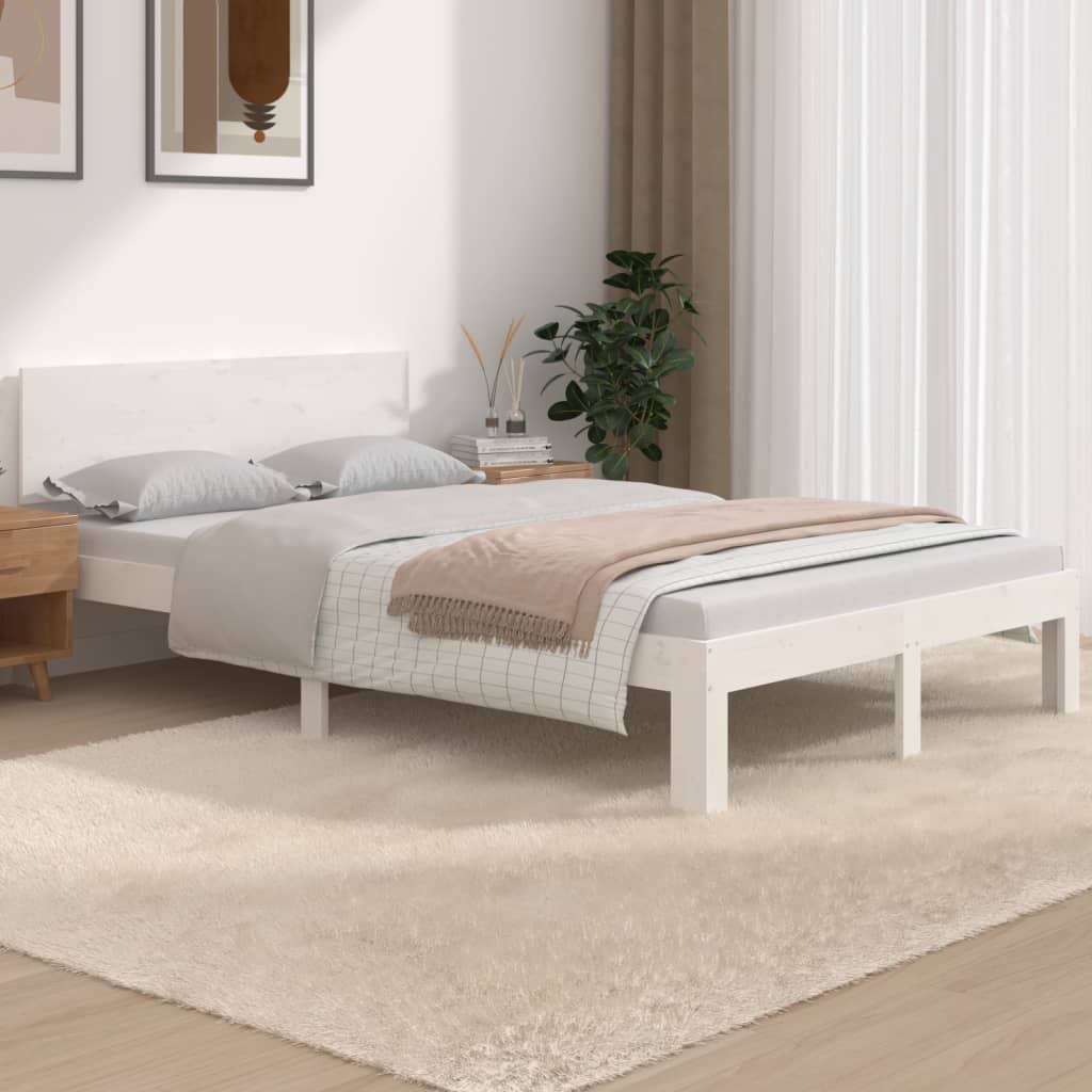 Estructura de Cama Madera Maciza 180x200 cm Blanco