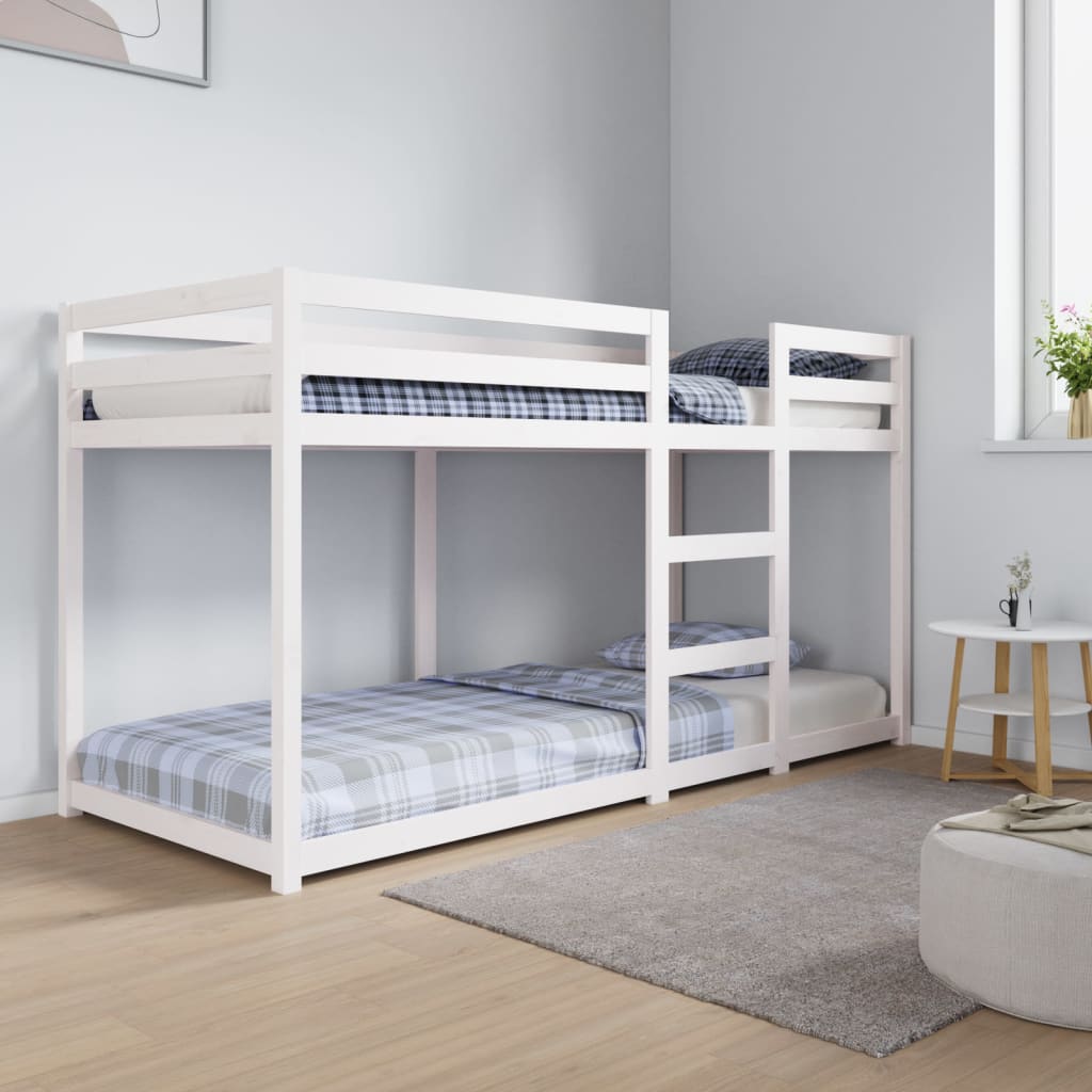 Cama Litera de Madera con Escalera 80x200 cm Blanco