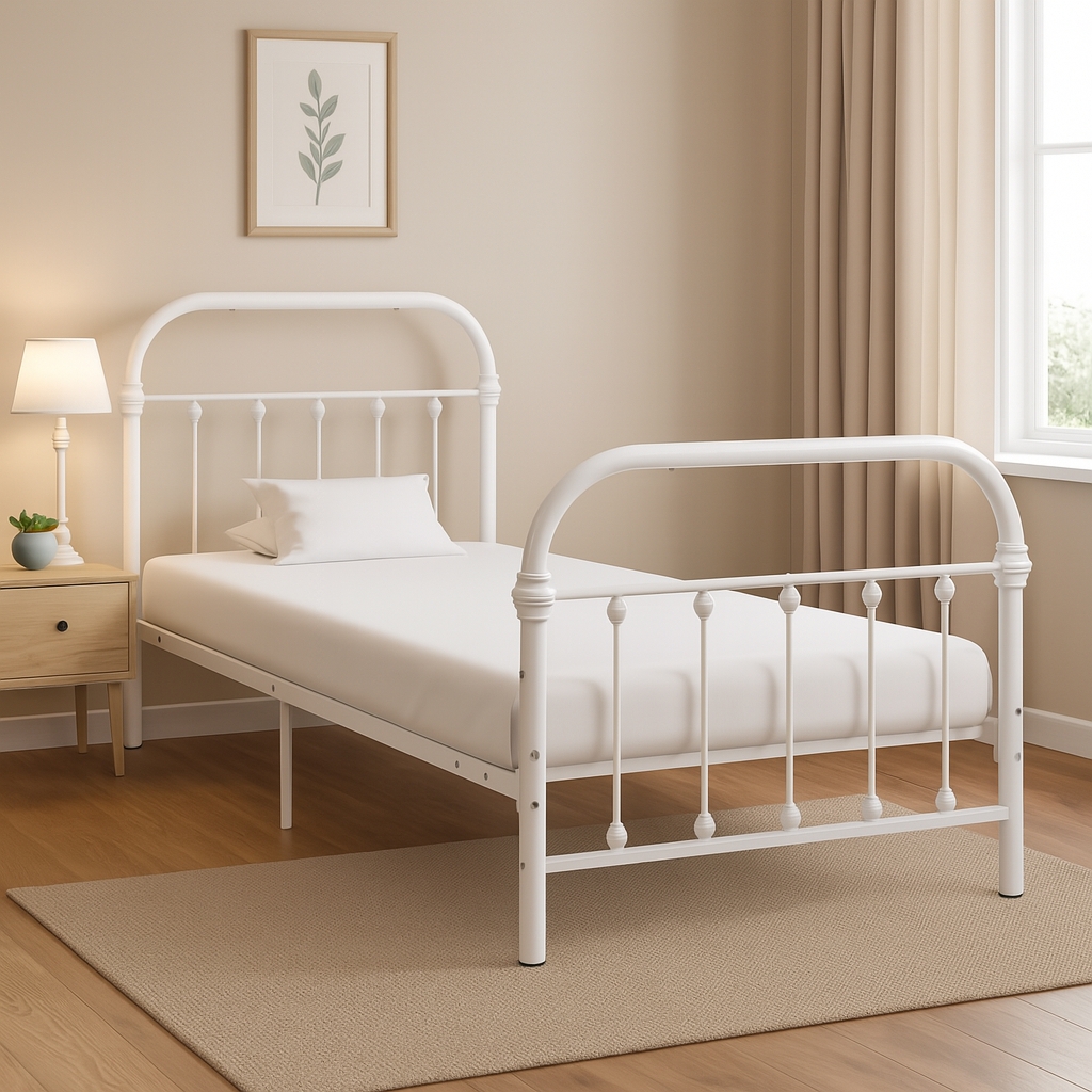 Estructura de Cama de Metal SIN Colchón 90x190 cm Blanco