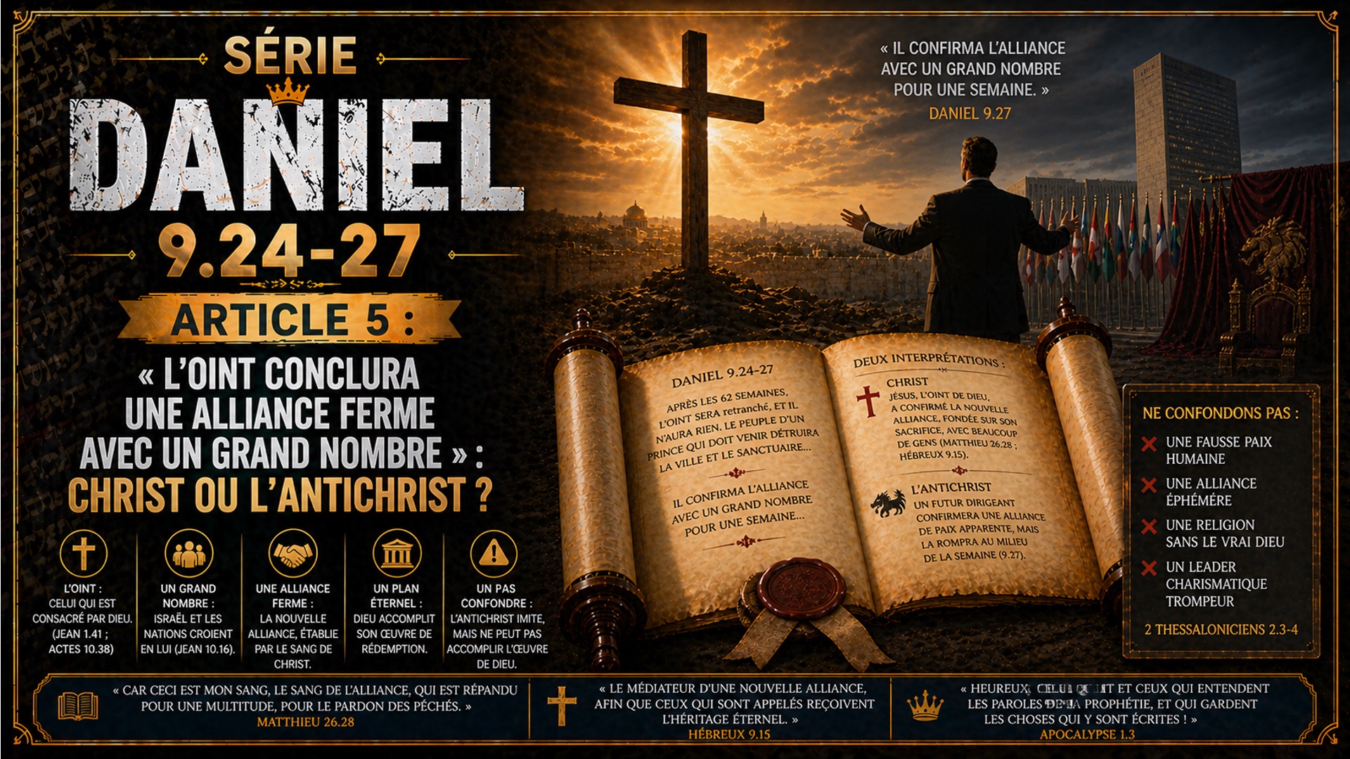 Série Daniel 9.24-27 – Article 5 : « L’oint conclura une alliance ferme avec un grand nombre » : Christ ou l’Antichrist ?