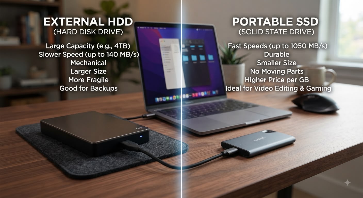 External hard drive vs portable SSD – backup storage comparison for Lebanon PCs
