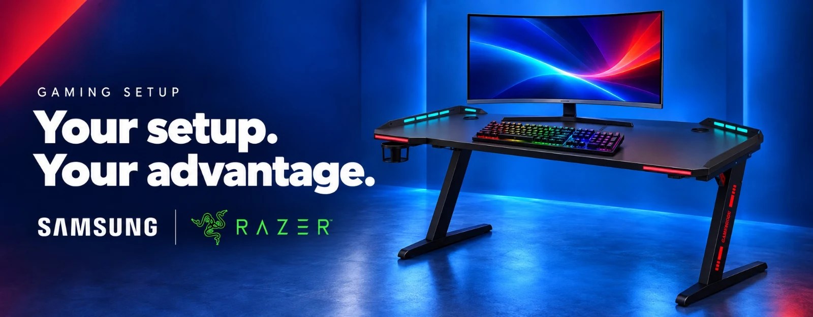 Gaming Setup: Samsung and Razer gaming setup at CompuOne Lebanon