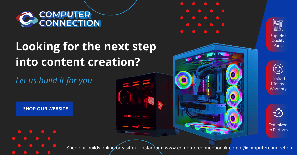 Content creation PC promotion highlighting performance and reliability for creators.