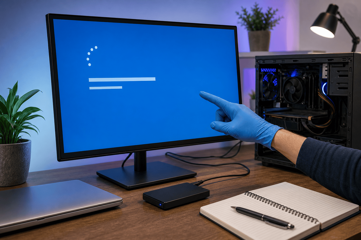 Windows computer showing a generic recovery screen during careful startup troubleshooting