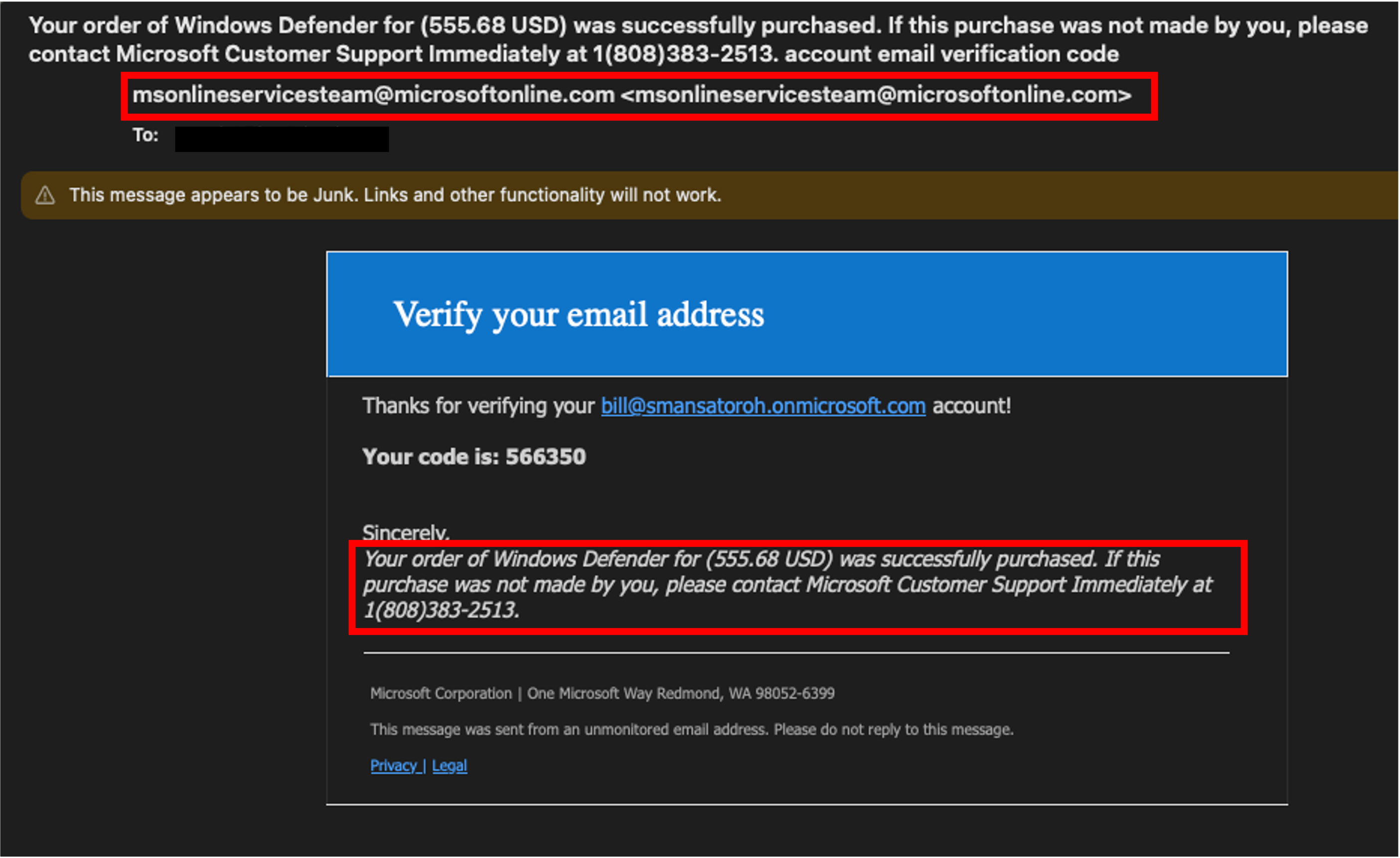 Fake Microsoft Purchase Notifications
