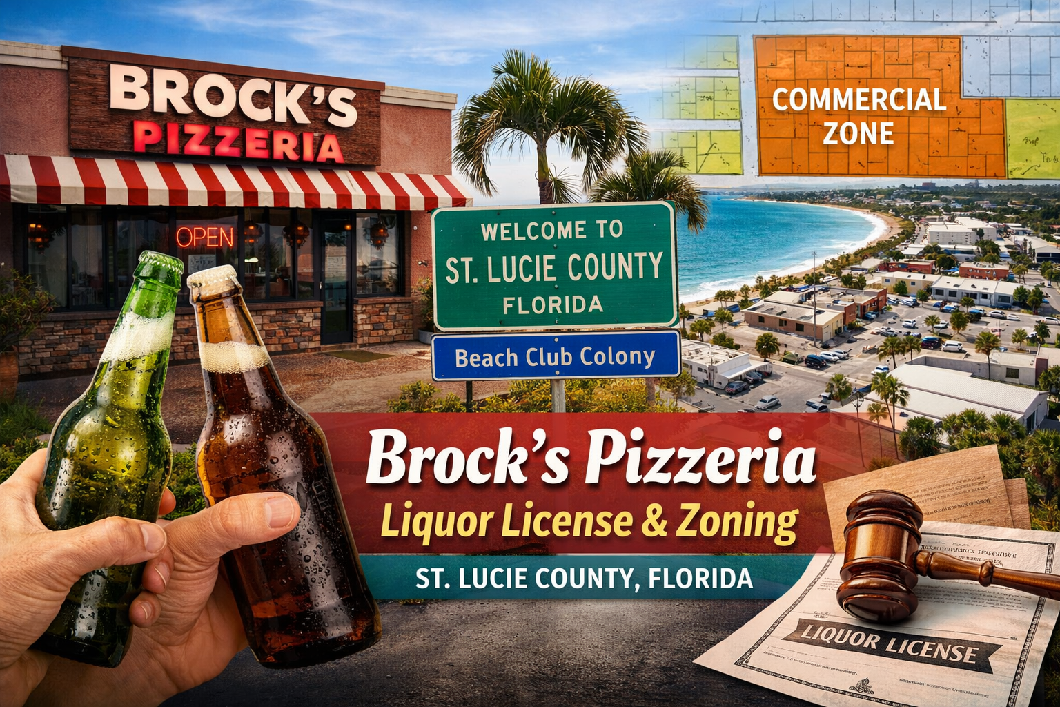 Brock’s Pizzeria liquor license and commercial zoning in St. Lucie County Florida
