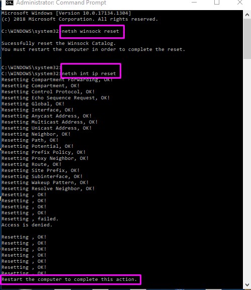TCP-IP reset
