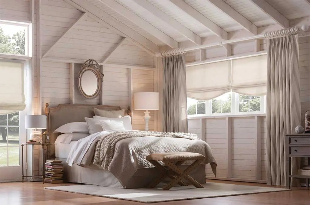 Roman shades raise or lower vertically to allow for light control